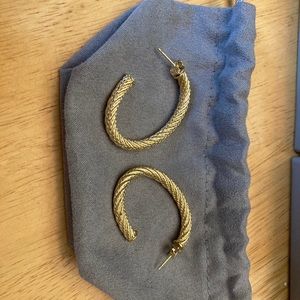 Bellezza Bronze Rope Textured Oval Hoop Earrings